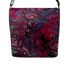 Marbling Ornate Flap Closure Messenger Bag (l) by kaleidomarblingart