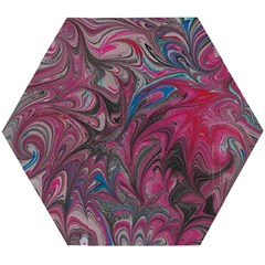 Marbling Ornate Wooden Puzzle Hexagon by kaleidomarblingart