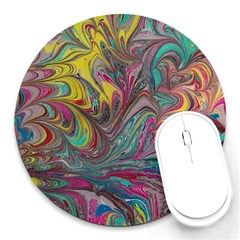 Abstract Marbling Round Mousepads by kaleidomarblingart