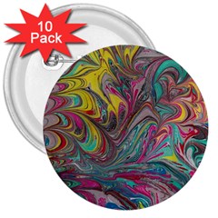 Abstract Marbling 3  Buttons (10 Pack)  by kaleidomarblingart