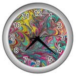 Abstract marbling Wall Clock (Silver) Front