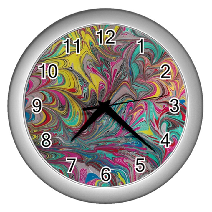 Abstract marbling Wall Clock (Silver)