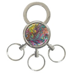 Abstract Marbling 3-ring Key Chain by kaleidomarblingart