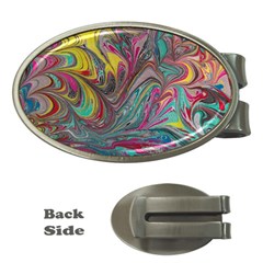 Abstract Marbling Money Clips (oval)  by kaleidomarblingart