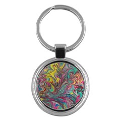 Abstract Marbling Key Chain (round) by kaleidomarblingart