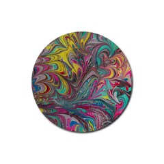 Abstract Marbling Rubber Round Coaster (4 Pack)  by kaleidomarblingart