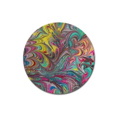 Abstract Marbling Magnet 3  (round) by kaleidomarblingart