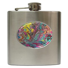 Abstract Marbling Hip Flask (6 Oz) by kaleidomarblingart