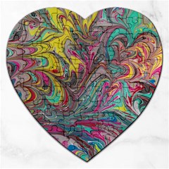 Abstract Marbling Jigsaw Puzzle (heart) by kaleidomarblingart