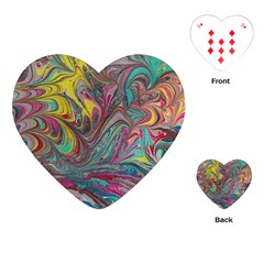 Abstract Marbling Playing Cards Single Design (heart) by kaleidomarblingart