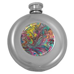 Abstract Marbling Round Hip Flask (5 Oz) by kaleidomarblingart