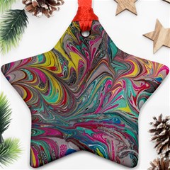 Abstract Marbling Star Ornament (two Sides)