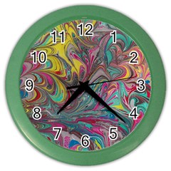 Abstract Marbling Color Wall Clock by kaleidomarblingart