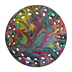 Abstract Marbling Round Filigree Ornament (two Sides) by kaleidomarblingart