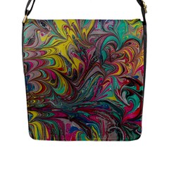 Abstract Marbling Flap Closure Messenger Bag (l) by kaleidomarblingart