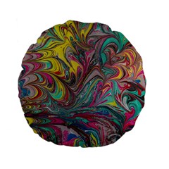 Abstract Marbling Standard 15  Premium Flano Round Cushions by kaleidomarblingart