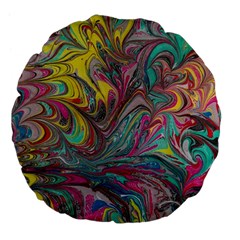 Abstract Marbling Large 18  Premium Flano Round Cushions by kaleidomarblingart