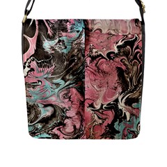 Marbling Collage Flap Closure Messenger Bag (l)