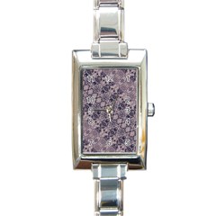 Violet Textured Mosaic Ornate Print Rectangle Italian Charm Watch by dflcprintsclothing