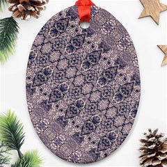 Violet Textured Mosaic Ornate Print Ornament (oval)