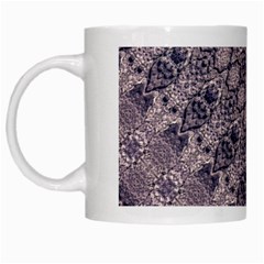 Violet Textured Mosaic Ornate Print White Mugs by dflcprintsclothing