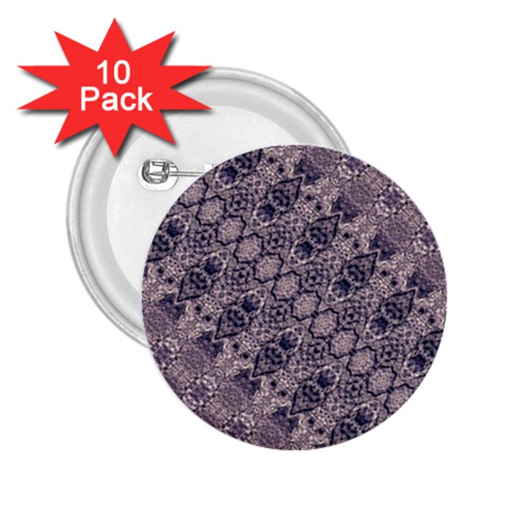 Violet Textured Mosaic Ornate Print 2.25  Buttons (10 pack) 