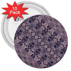 Violet Textured Mosaic Ornate Print 3  Buttons (10 Pack)  by dflcprintsclothing