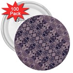 Violet Textured Mosaic Ornate Print 3  Buttons (100 pack)  Front