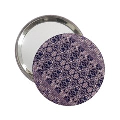 Violet Textured Mosaic Ornate Print 2 25  Handbag Mirrors by dflcprintsclothing