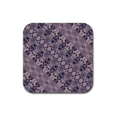 Violet Textured Mosaic Ornate Print Rubber Coaster (square)  by dflcprintsclothing