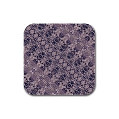 Violet Textured Mosaic Ornate Print Rubber Square Coaster (4 Pack)  by dflcprintsclothing