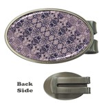 Violet Textured Mosaic Ornate Print Money Clips (Oval)  Front