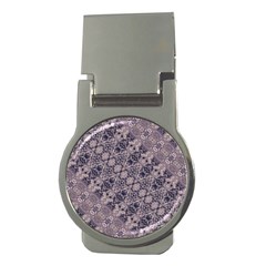 Violet Textured Mosaic Ornate Print Money Clips (round)  by dflcprintsclothing