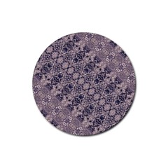 Violet Textured Mosaic Ornate Print Rubber Coaster (round) 