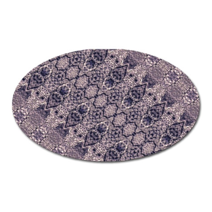 Violet Textured Mosaic Ornate Print Oval Magnet