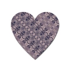 Violet Textured Mosaic Ornate Print Heart Magnet by dflcprintsclothing