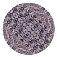 Violet Textured Mosaic Ornate Print Magnet 5  (round) by dflcprintsclothing