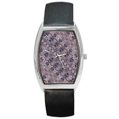 Violet Textured Mosaic Ornate Print Barrel Style Metal Watch by dflcprintsclothing