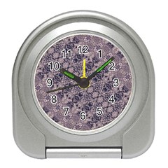 Violet Textured Mosaic Ornate Print Travel Alarm Clock by dflcprintsclothing