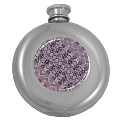 Violet Textured Mosaic Ornate Print Round Hip Flask (5 Oz) by dflcprintsclothing