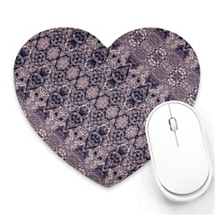 Violet Textured Mosaic Ornate Print Heart Mousepads by dflcprintsclothing