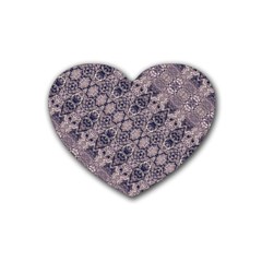 Violet Textured Mosaic Ornate Print Rubber Coaster (heart)  by dflcprintsclothing