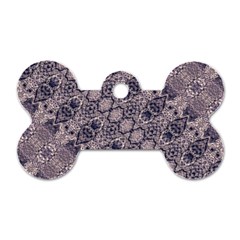 Violet Textured Mosaic Ornate Print Dog Tag Bone (two Sides) by dflcprintsclothing