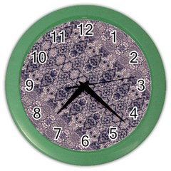 Violet Textured Mosaic Ornate Print Color Wall Clock by dflcprintsclothing