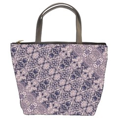 Violet Textured Mosaic Ornate Print Bucket Bag by dflcprintsclothing