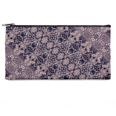 Violet Textured Mosaic Ornate Print Pencil Case