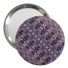 Violet Textured Mosaic Ornate Print 3  Handbag Mirrors by dflcprintsclothing