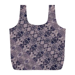 Violet Textured Mosaic Ornate Print Full Print Recycle Bag (l) by dflcprintsclothing