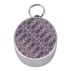 Violet Textured Mosaic Ornate Print Mini Silver Compasses by dflcprintsclothing