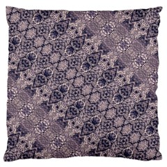 Violet Textured Mosaic Ornate Print Large Flano Cushion Case (one Side) by dflcprintsclothing